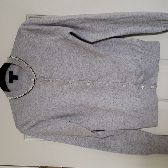 J. CREW Gray Jackie Cardigan Sweater with Beaded Collar - Picture 5 of 12